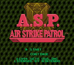 Air Strike Patrol (USA) Title Screen